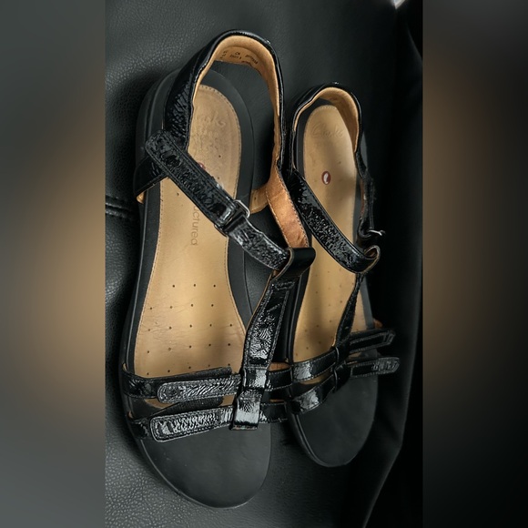 Clarks black patent leather sandals, UN VAZE BLACK PATENT, Size 9 M - Picture 4 of 10